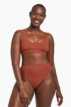Sienna High Waist Bottom - Copper Brown EcoRib