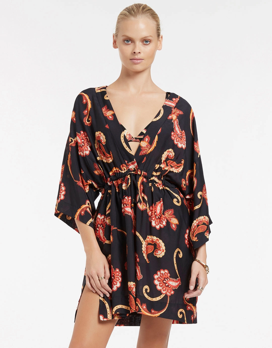 Silk Road Wide Sleeve Kaftan - Black