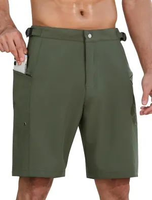 SILKWORLD Mens Swim Trunks Quick Dry 9" Board Shorts with Cargo Zip Pockets-No Liner