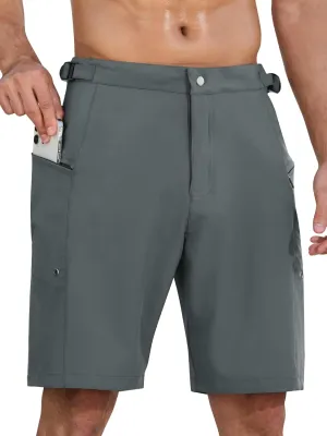 SILKWORLD Mens Swim Trunks Quick Dry 9" Board Shorts with Cargo Zip Pockets-No Liner