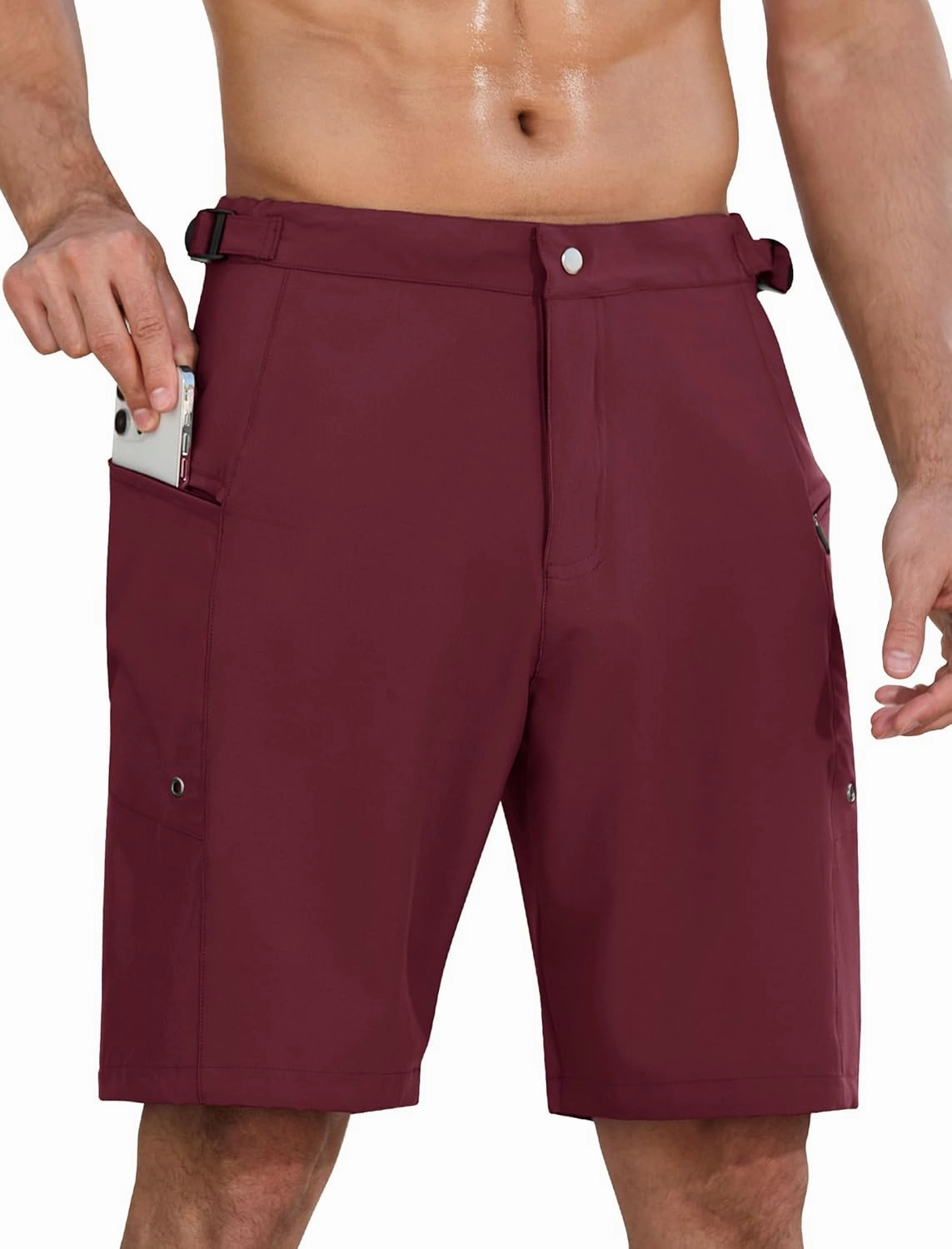 SILKWORLD Mens Swim Trunks Quick Dry 9" Board Shorts with Cargo Zip Pockets-No Liner