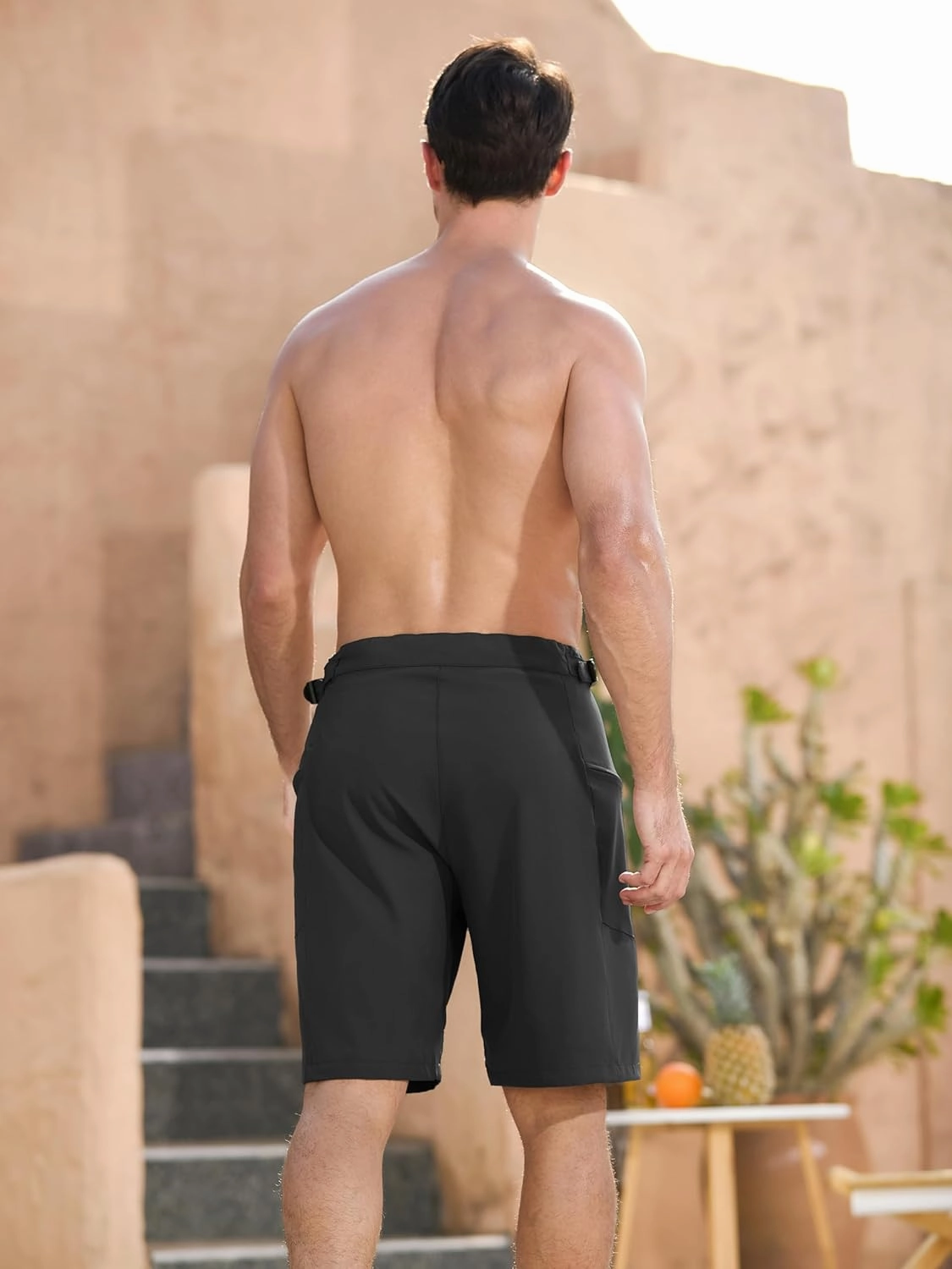 SILKWORLD Mens Swim Trunks Quick Dry 9" Board Shorts with Cargo Zip Pockets-No Liner
