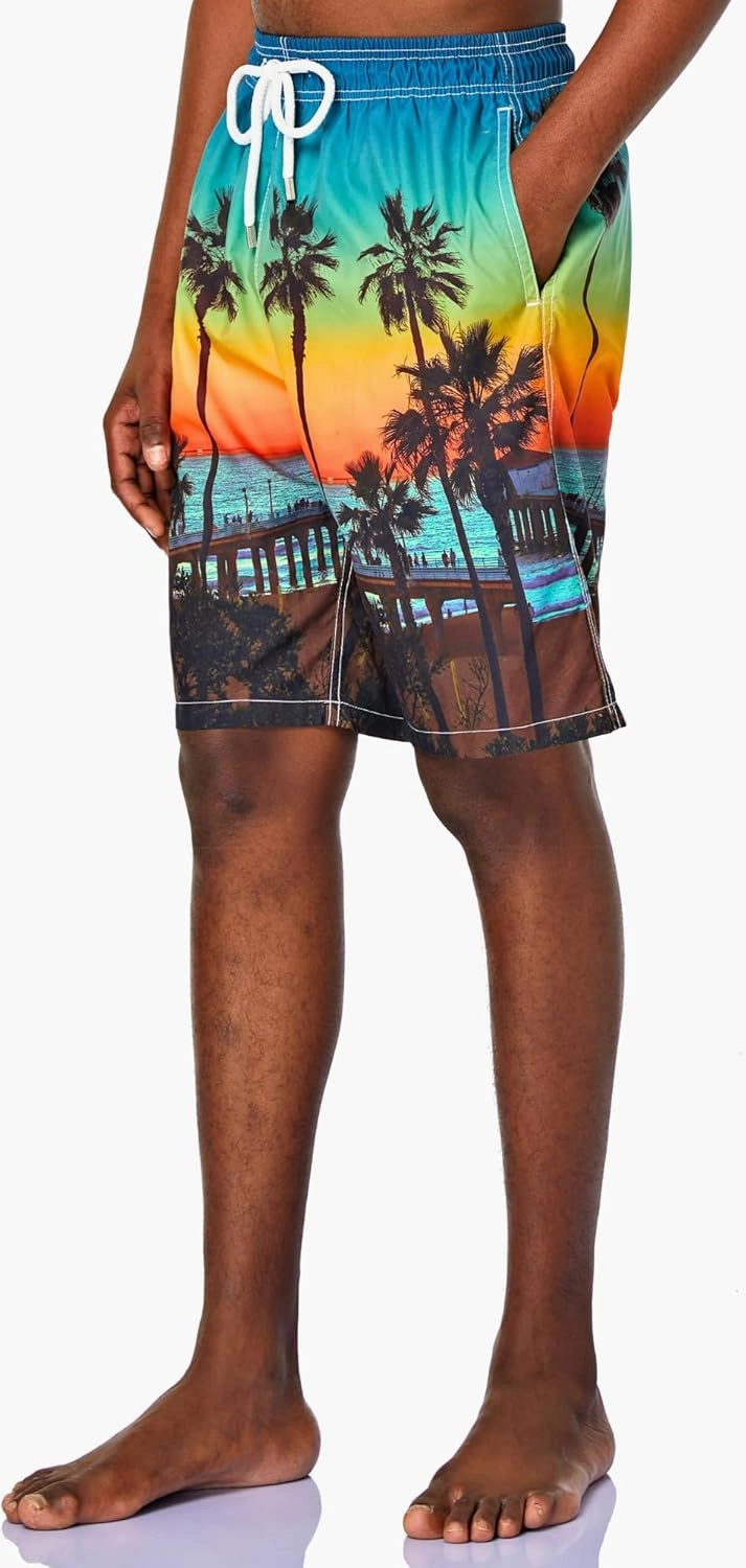 SIX ISLANDS Quick-Dry Swim Trunks - Comfortable Mens Boardshorts, 9" Inseam, Variety of Tropical & Classic Designs