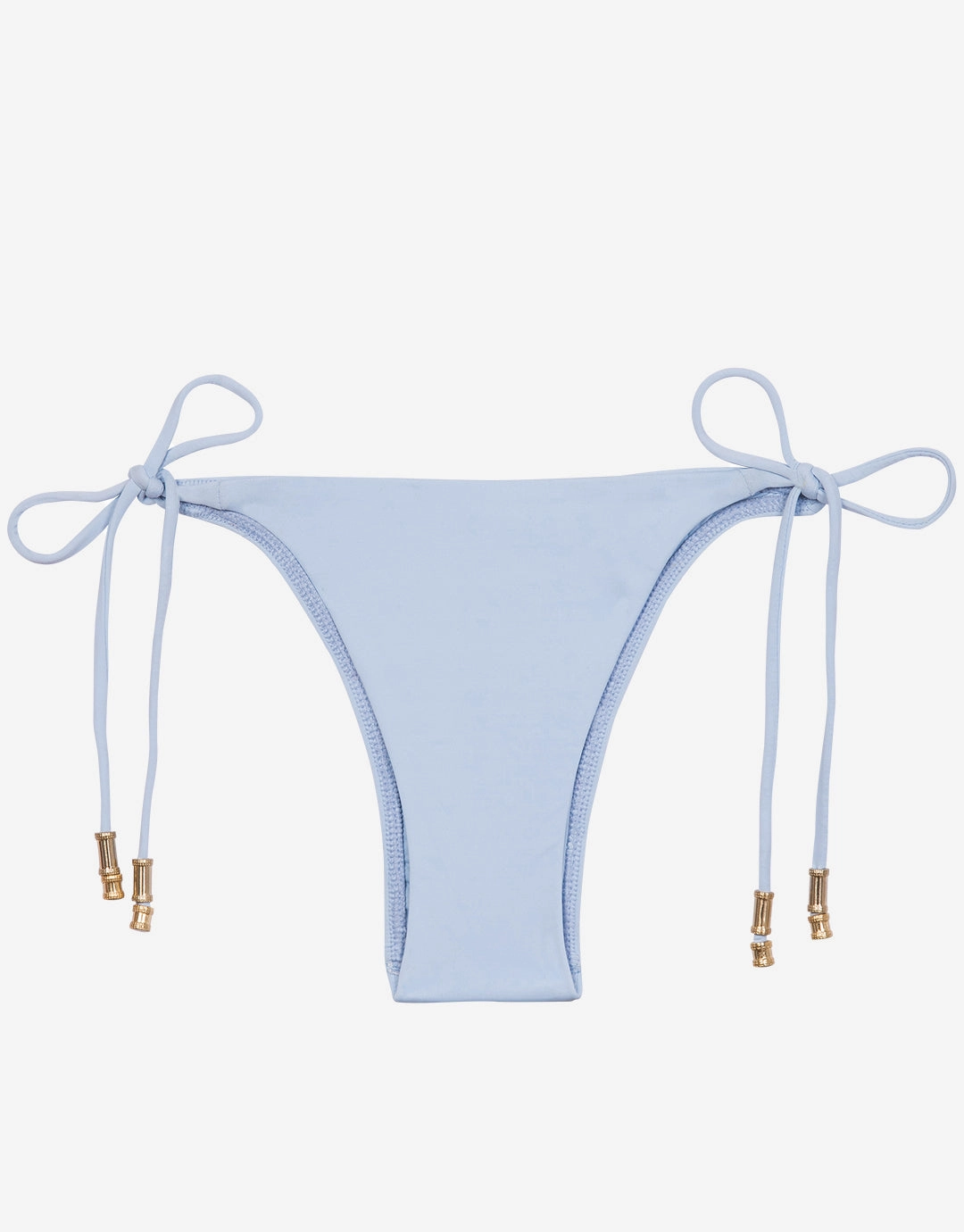 Smoke Blue Long Tie Full Bikini Bottom - Blue