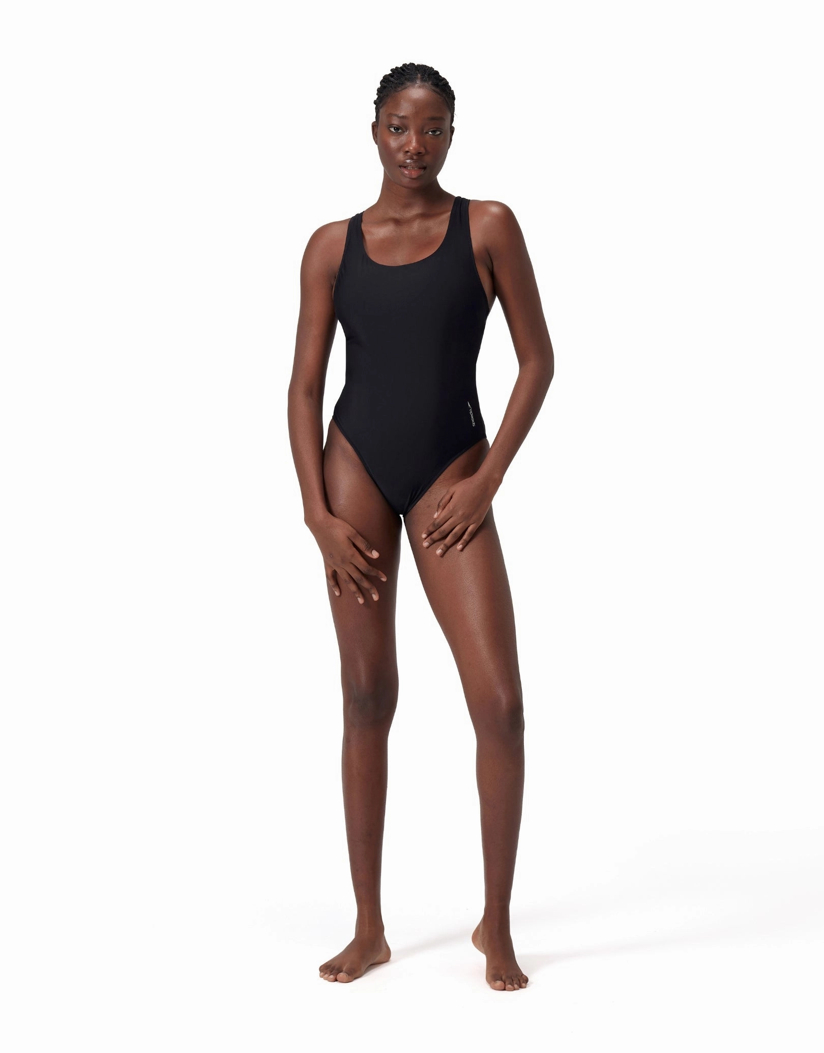 Solid Highneck Scoop Swimsuit - Black