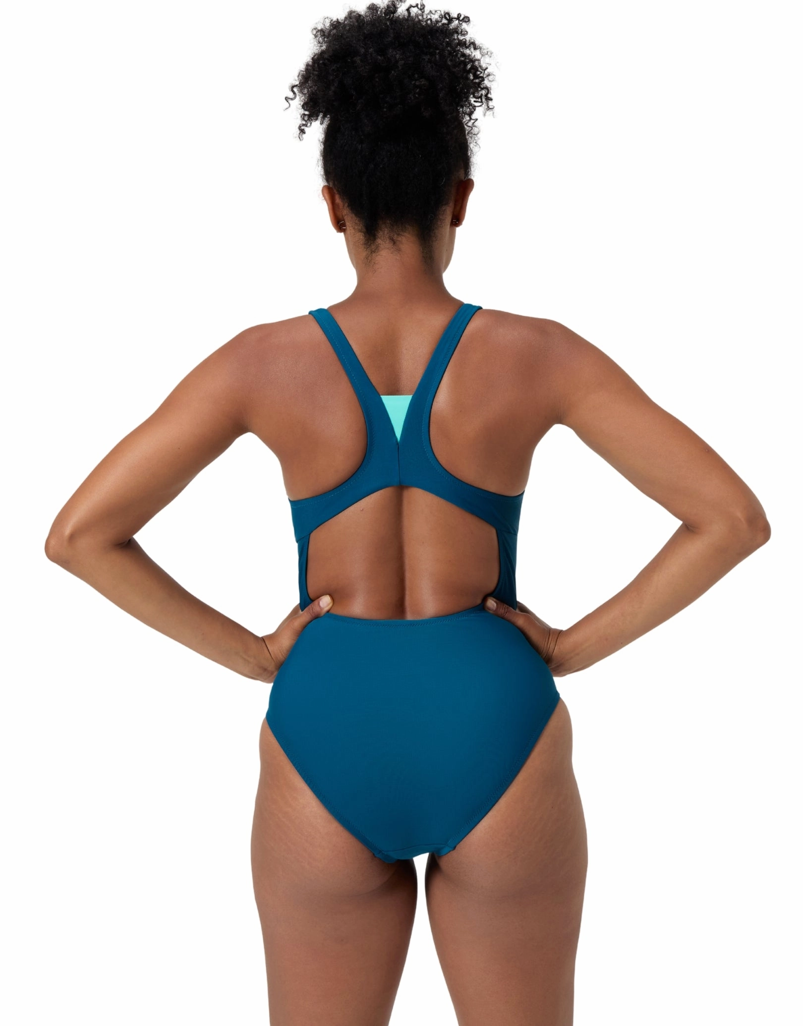 Solid Highneck Swimsuit - Dark Teal