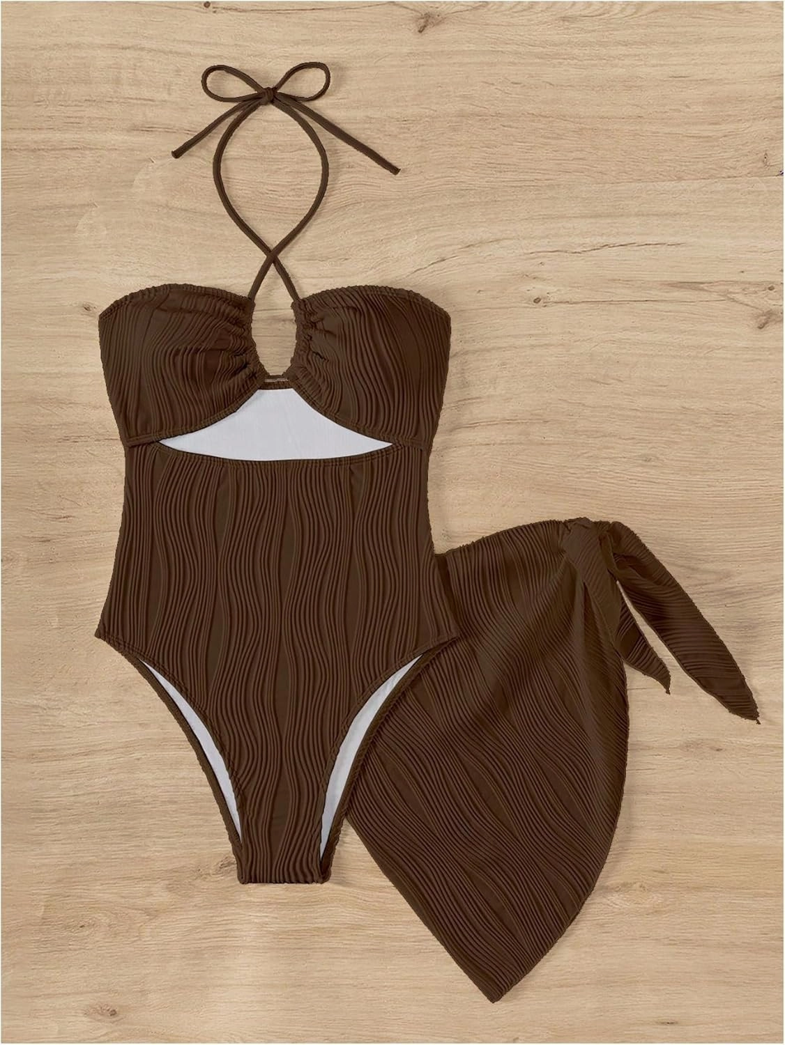 SOLY HUX Women's One Piece Swimsuit Criss Cross Halter Cut Out Bathing Suit with Cover Up