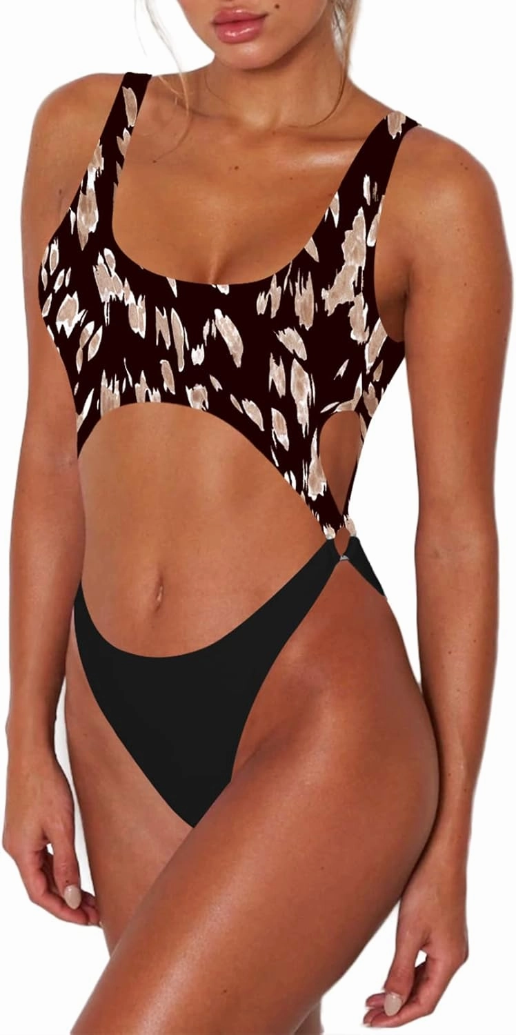 Sovoyontee Women's Sexy One Piece Swimsuits Cheeky Thong Bikini Bathing Suit