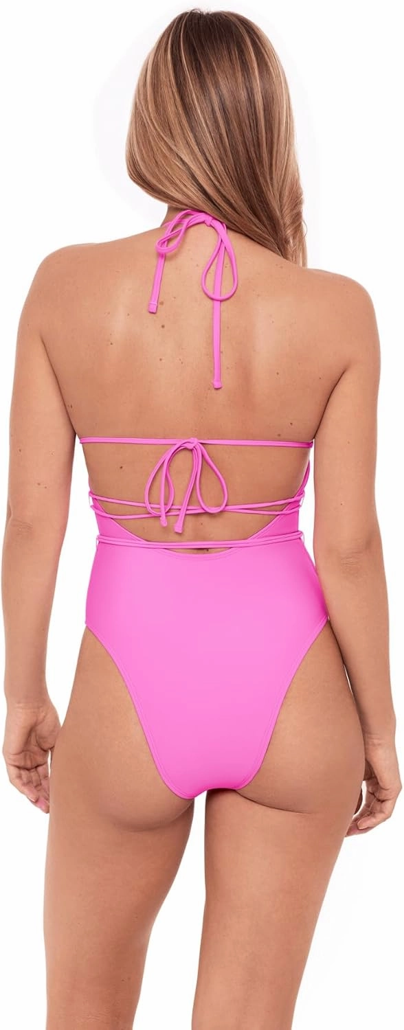 Sports Illustrated Women's Cutout One Piece with Wrap Tie Detail