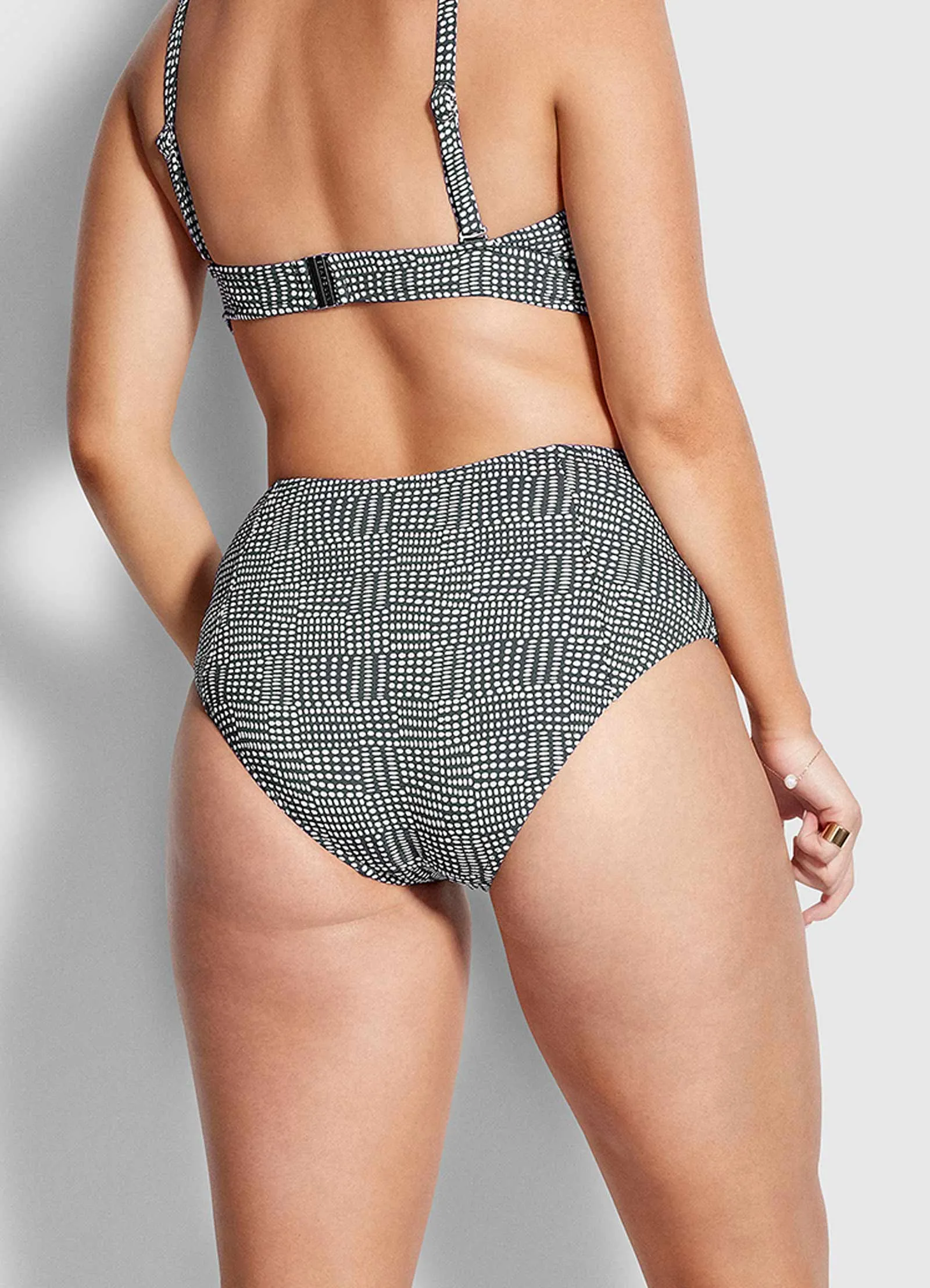 Spotted High Waist Bikini Pants - Granite