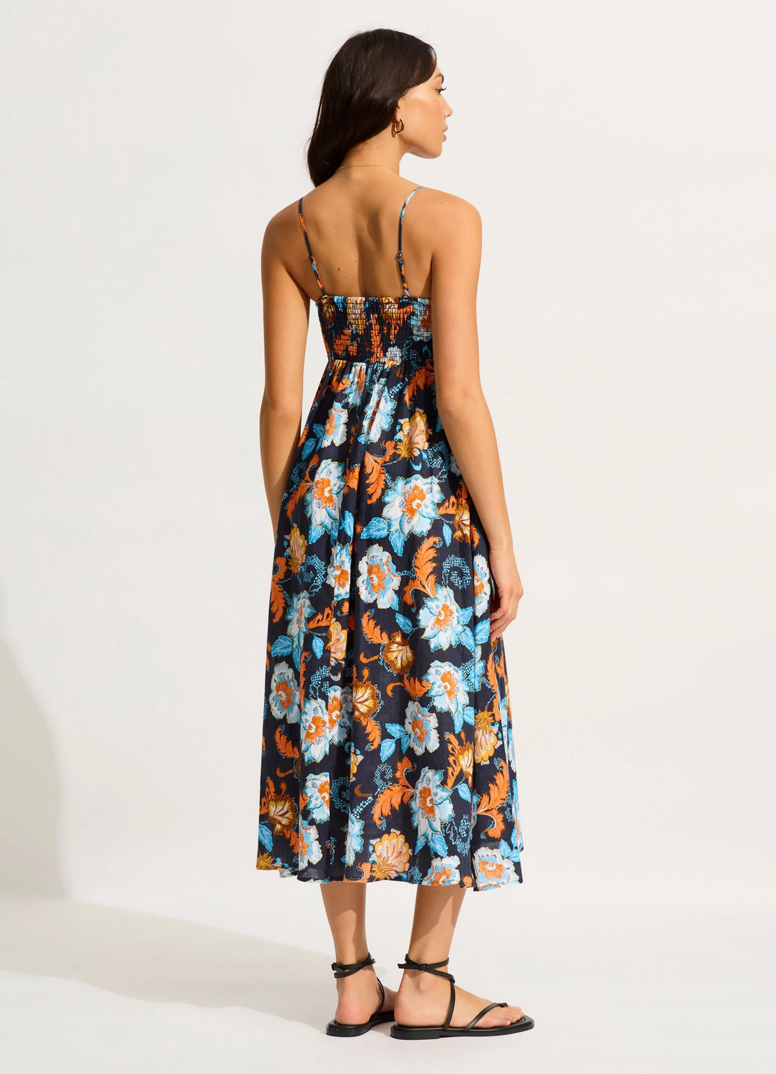 Spring Festival Midi Dress - True Navy