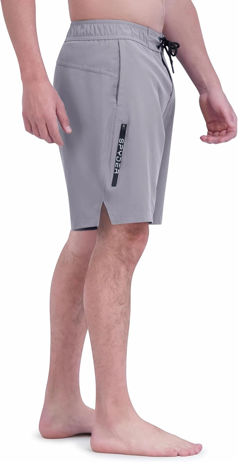Spyder Men's Swim Trunks, Stretch, Quick-Dry, 9 Inseam Board Shorts, UPF , Pockets, Brief Liner