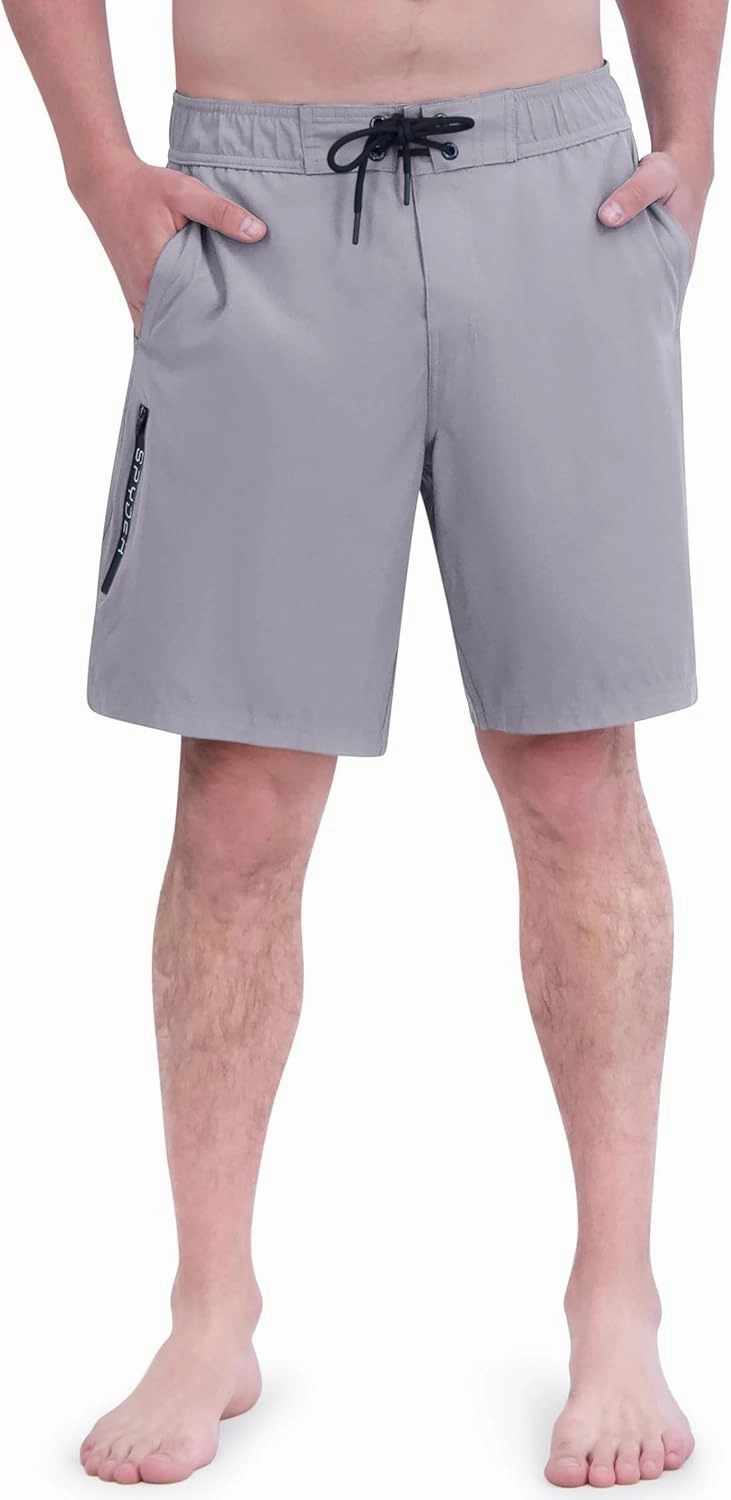 Spyder Men's Swim Trunks, Stretch, Quick-Dry, 9 Inseam Board Shorts, UPF , Pockets, Brief Liner
