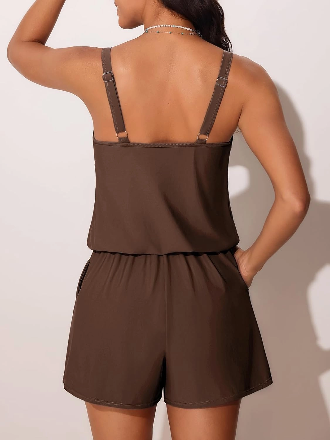 Summer Mae Swim Romper Women's One Piece Swimsuits with Pockets 2025 Blouson Modest Bathing Suits