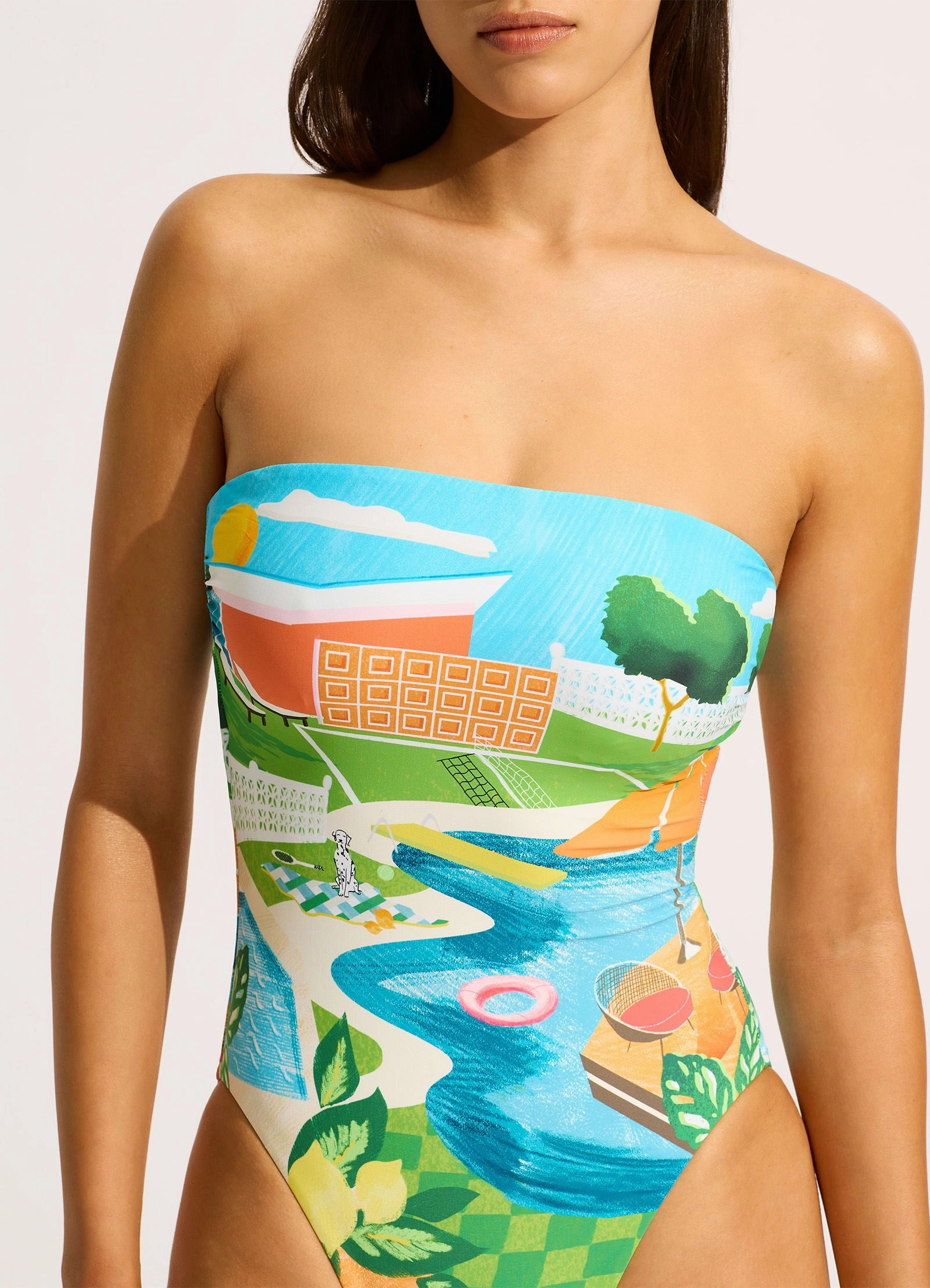 Sunset DD Bandeau One Piece Swimsuit - Turquoise