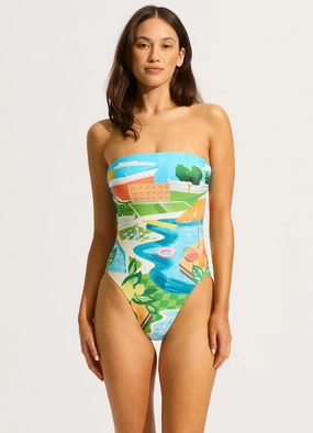 Sunset DD Bandeau One Piece Swimsuit - Turquoise