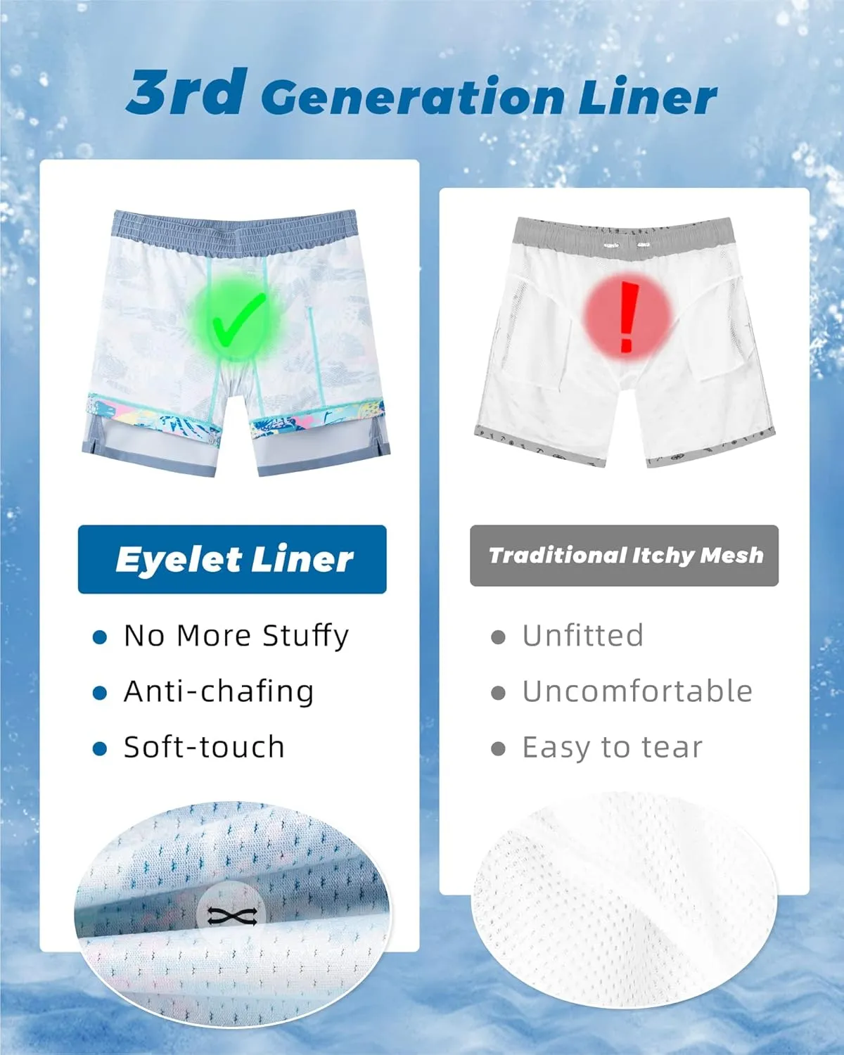 SURF CUZ Mens Swim Trunks with Compression Liner Swim Shorts 7" Swimming Trunks Stretch 7 Inch Swim Suits Quick Dry