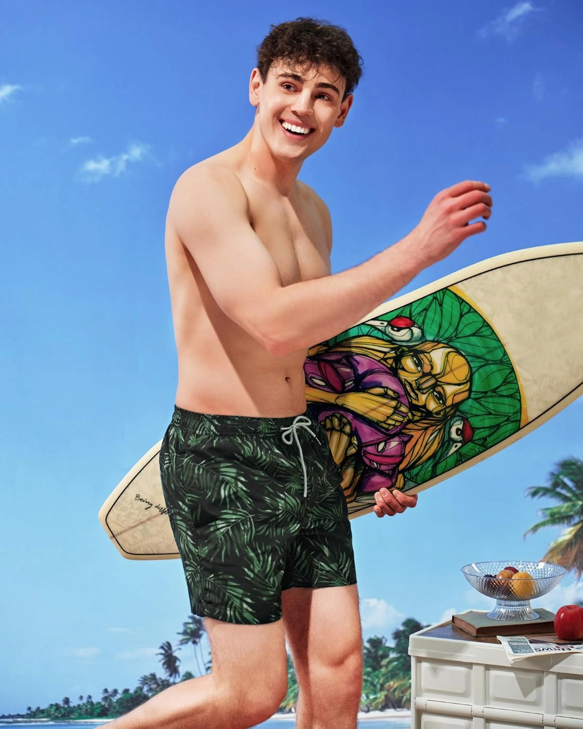 SURF CUZ Mens Swim Trunks 5 Inch Swim Shorts Quick Dry Bathing Suits for Men Beach Shorts Mesh Lining Swimming Trunks
