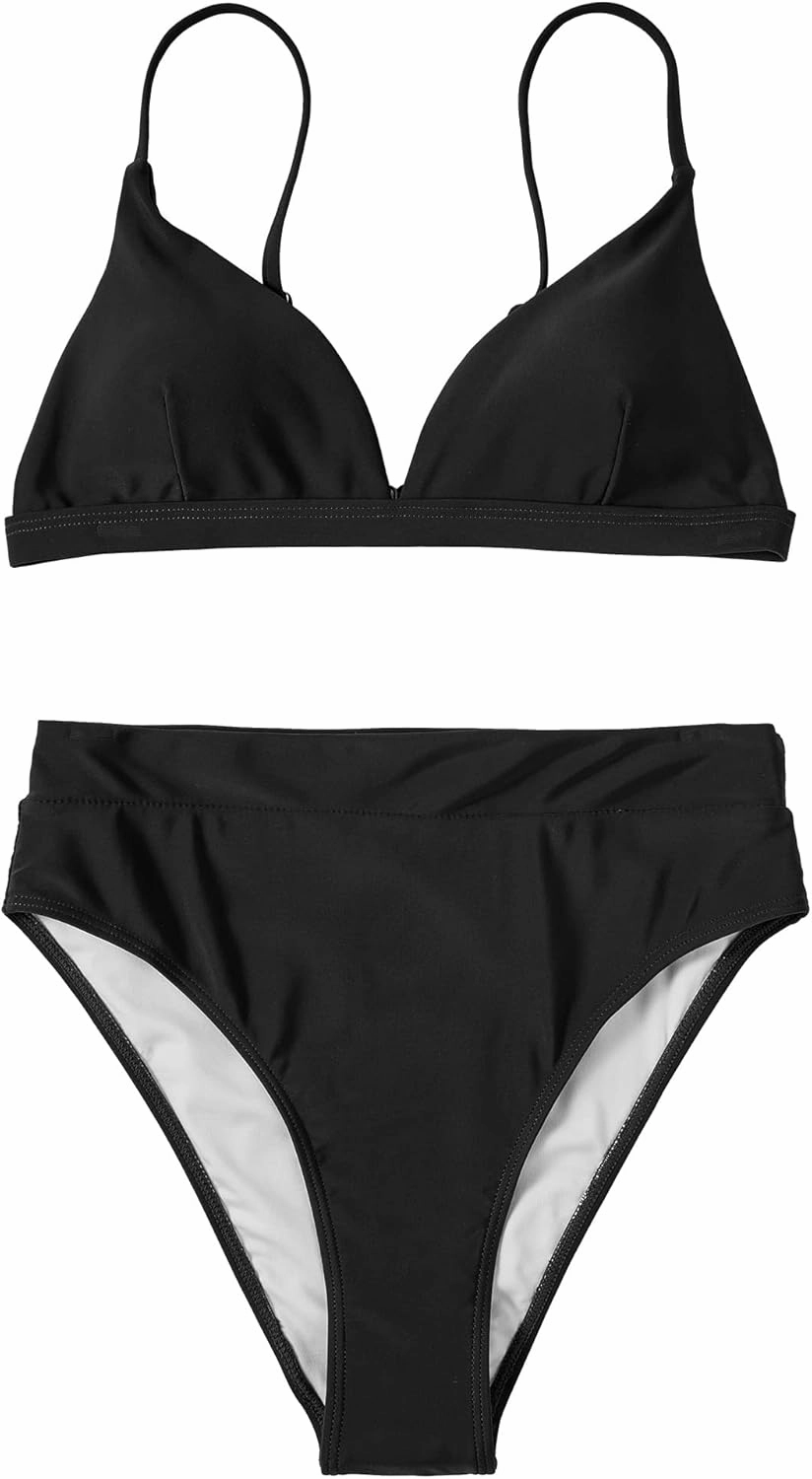SUUKSESS Women High Waisted High Cut Bikini Set Sexy Triangle Two Piece Swimsuits