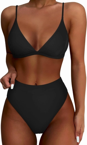 SUUKSESS Women High Waisted High Cut Bikini Set Sexy Triangle Two Piece Swimsuits