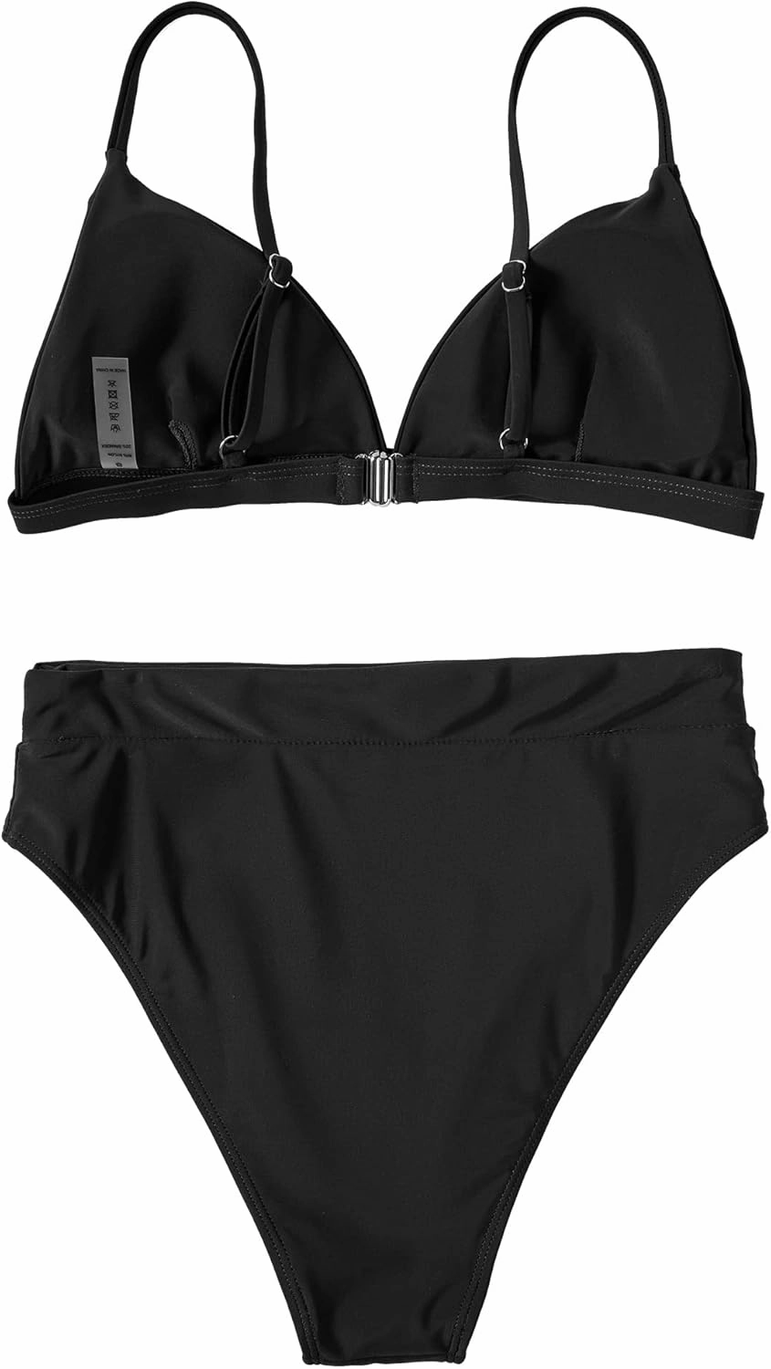 SUUKSESS Women High Waisted High Cut Bikini Set Sexy Triangle Two Piece Swimsuits