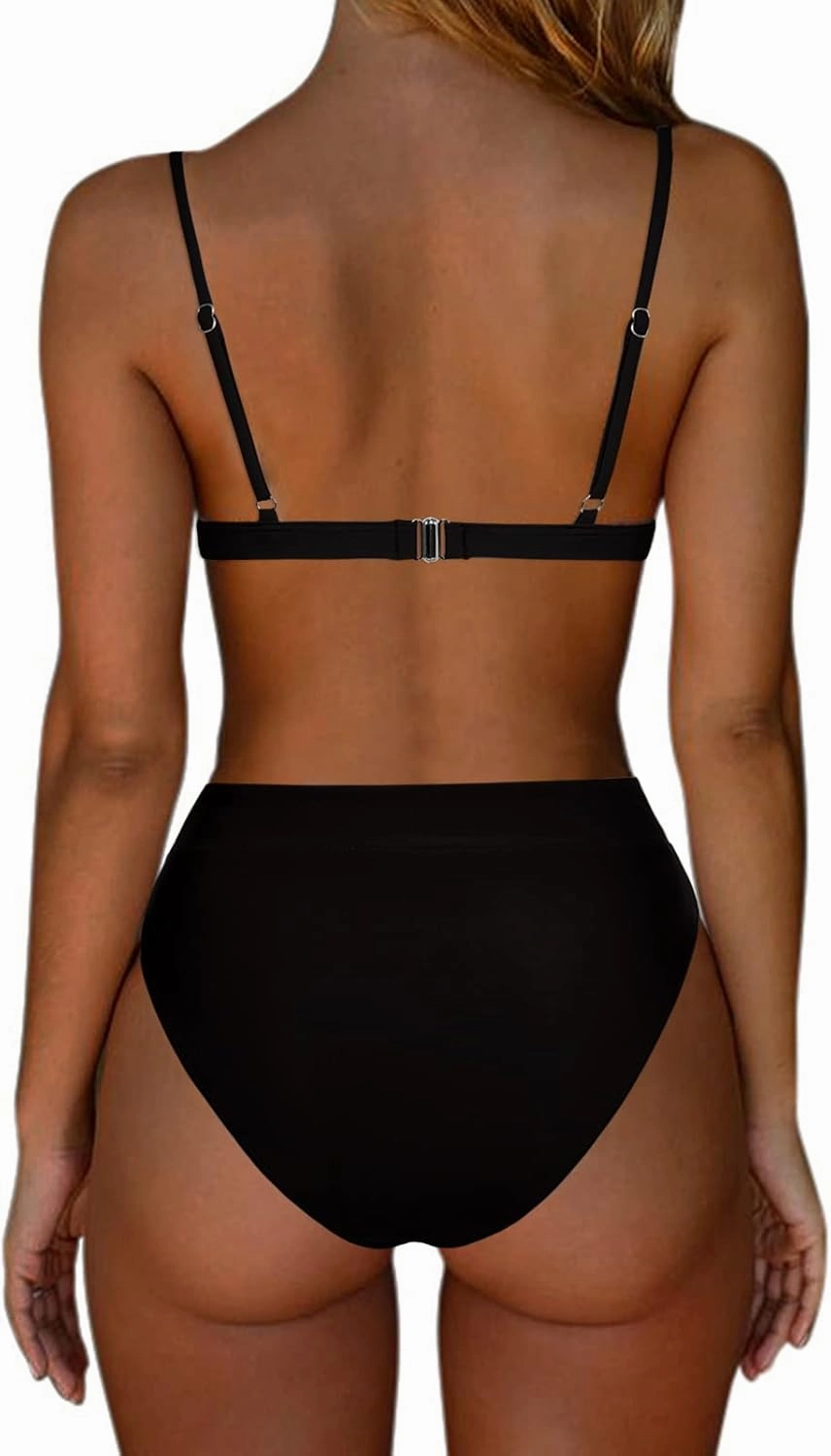 SUUKSESS Women High Waisted High Cut Bikini Set Sexy Triangle Two Piece Swimsuits