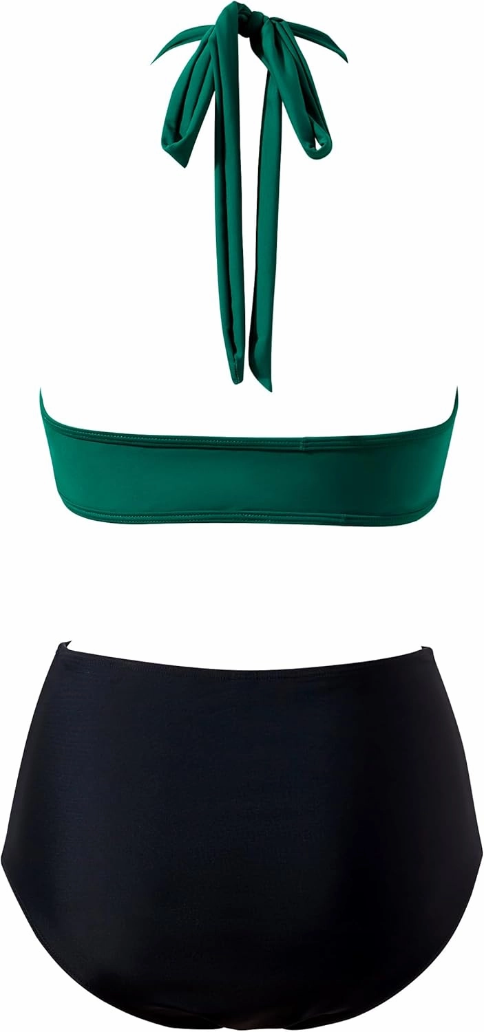 SUUKSESS Women Sexy High Waist Bikini Sets Mesh Tummy Control 2 Piece Swimsuits