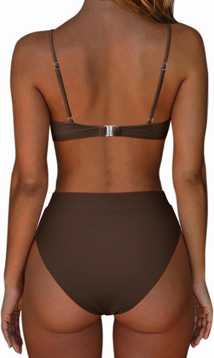 SUUKSESS Women Sexy High Waisted 2 Piece Bikini Sets Triangle High Cut Swimsuits