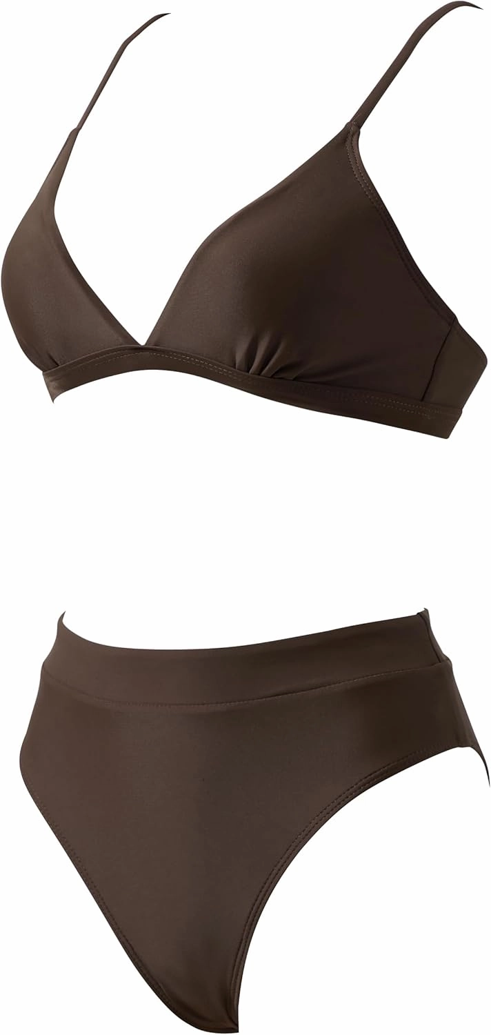 SUUKSESS Women Sexy High Waisted 2 Piece Bikini Sets Triangle High Cut Swimsuits