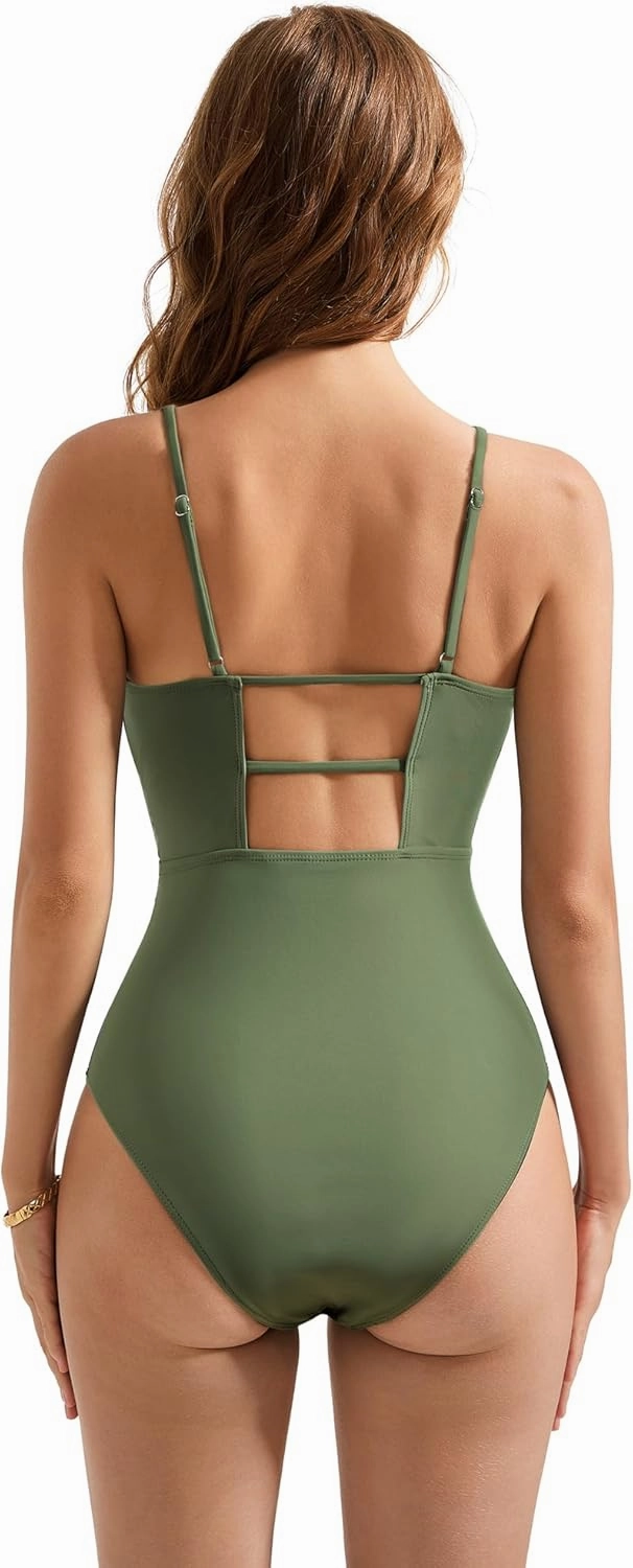 SUUKSESS Women Sexy Wrap Push Up One Piece Swimsuit Tummy Control Bathing Suit