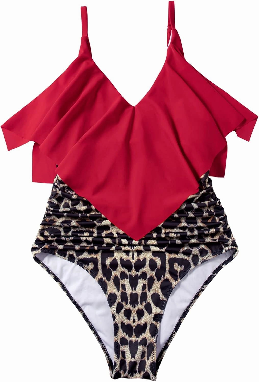 SUUKSESS Women Slimming Ruffle One Piece Swimsuits Ruched Tummy Control Bathing Suits