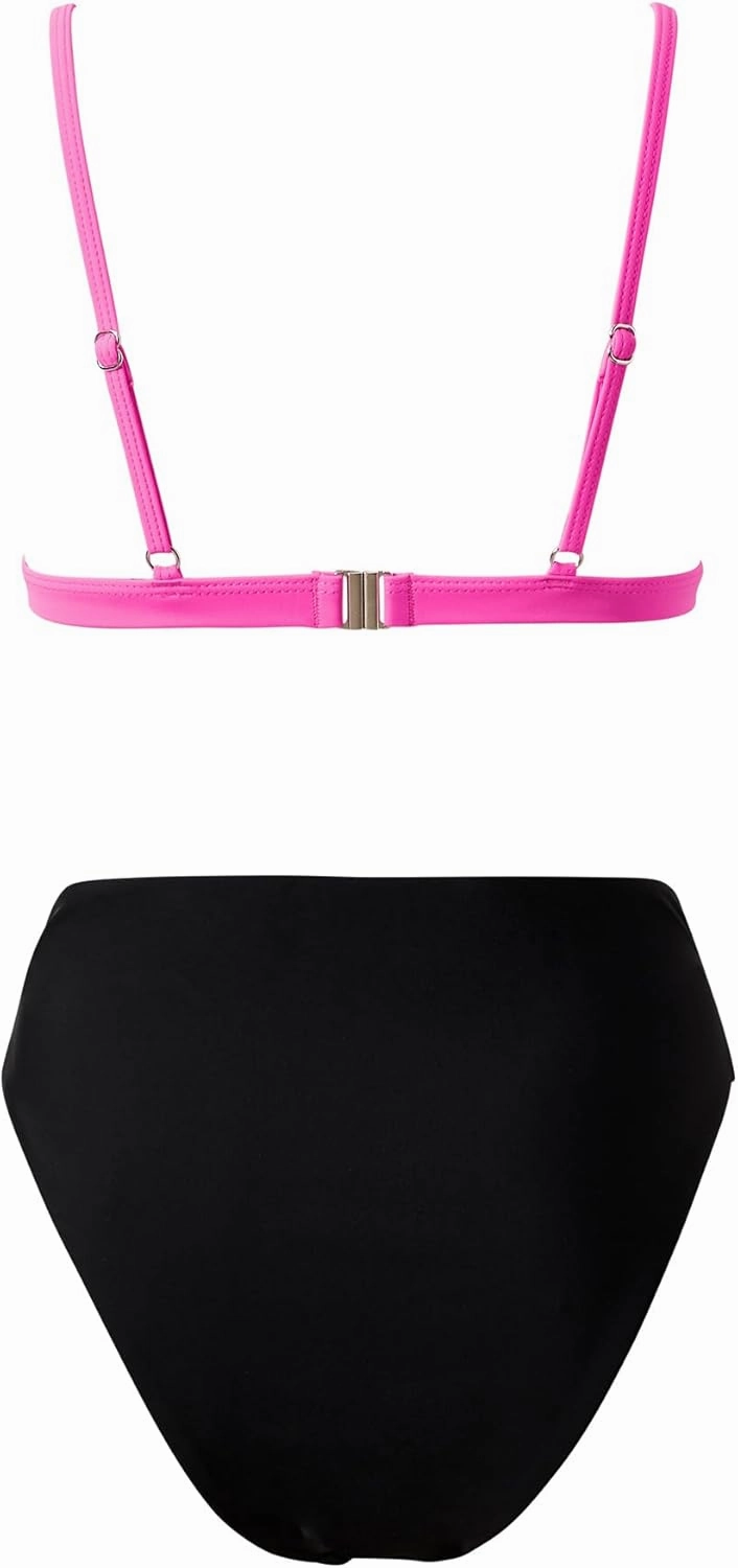 SUUKSESS Women Triangle High Cut Bikini Sets Sexy High Waisted 2 Piece Swimsuit