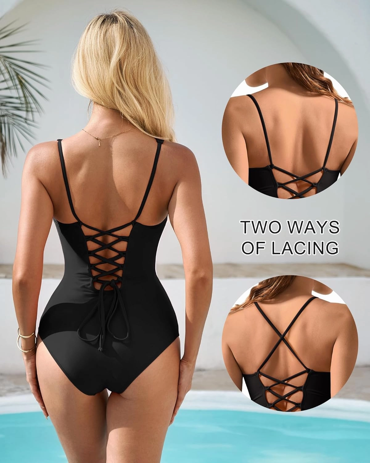 SUUKSESS Womens One Piece Tummy Control Swimsuit Crisscross Back Bathing Suits