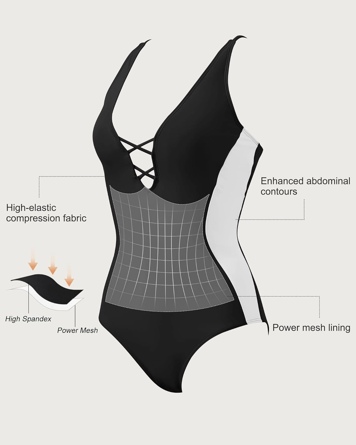 SUUKSESS Womens One Piece Tummy Control Swimsuit Crisscross Back Bathing Suits