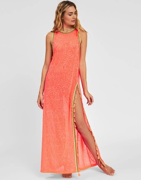 Tassel Slit Dress - Watermelon