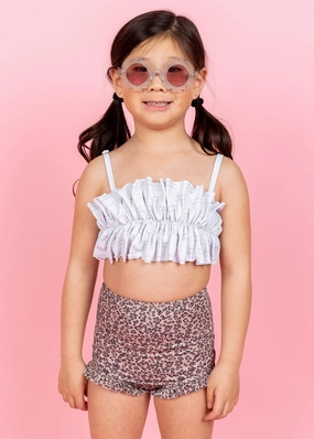 Taupe Dashes | Mini Oversized Ruffle Top