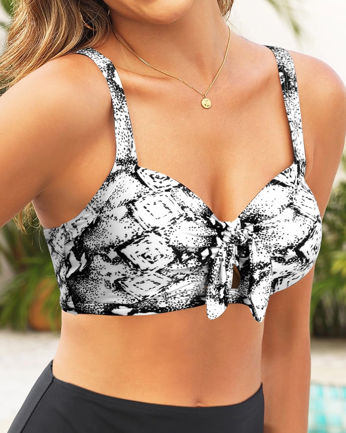 Tempt Me Women Bikini Tops Push Up Swim Top Front Tie Knot Bathing Suit Top Only