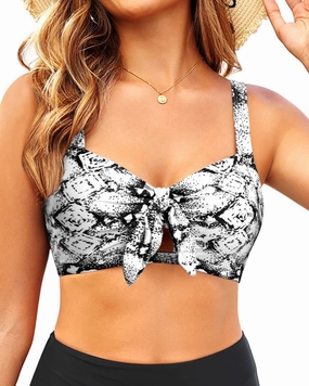 Tempt Me Women Bikini Tops Push Up Swim Top Front Tie Knot Bathing Suit Top Only