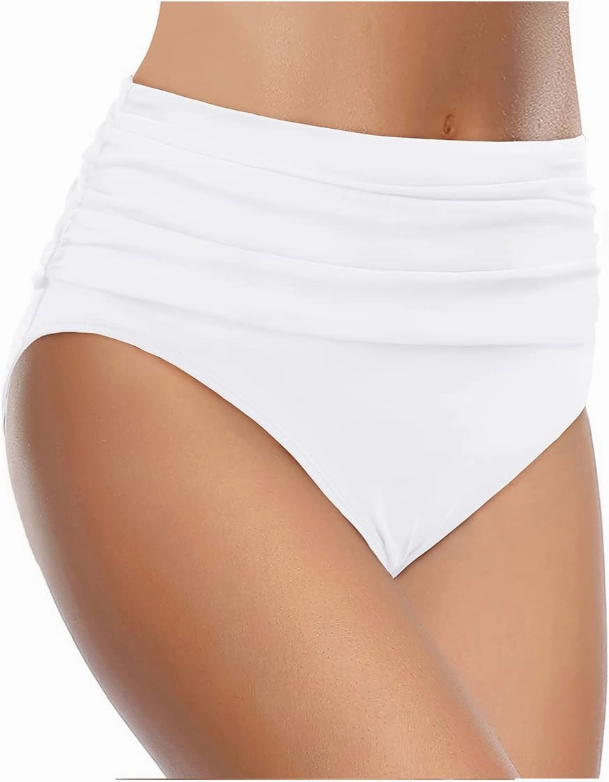 Tempt Me Women's High Waisted Bikini Bottom Tummy Control Ruched Bathing Suit Swim Bottom