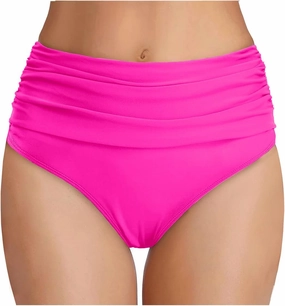 Tempt Me Women's High Waisted Bikini Bottom Tummy Control Ruched Bathing Suit Swim Bottom