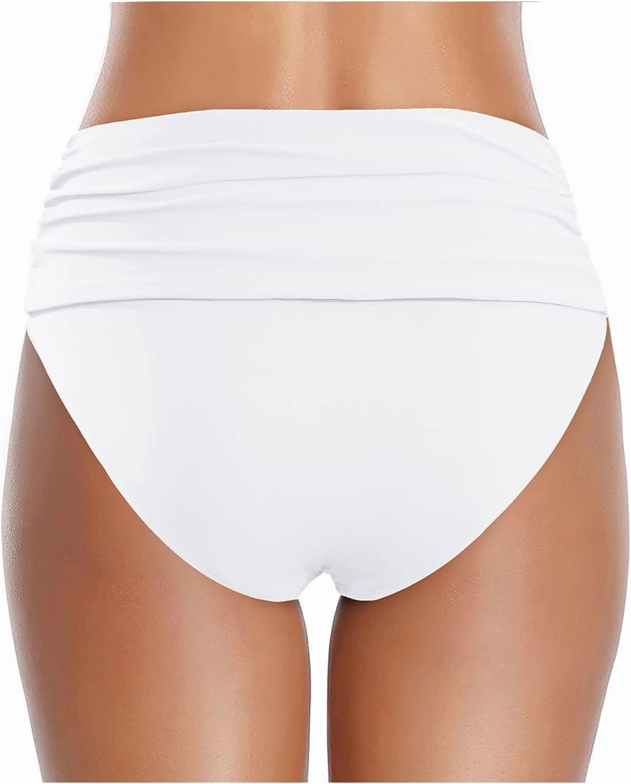 Tempt Me Women's High Waisted Bikini Bottom Tummy Control Ruched Bathing Suit Swim Bottom