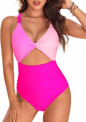 Tempt Me Women's One Piece Swimsuit - Cutout Tummy Control Bathing Suit V Neck Twist Front Swimwear 2025