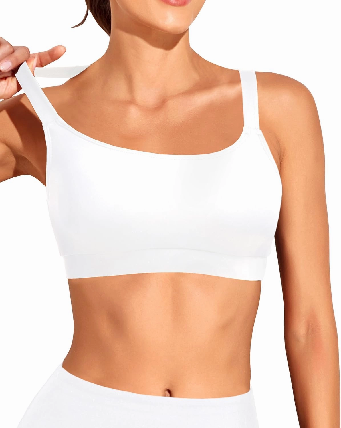 Tempt Me Women Sports Bra Bikini Tops Scoop Neck Bathing Suits Top Padded Swim Crop Tops Only