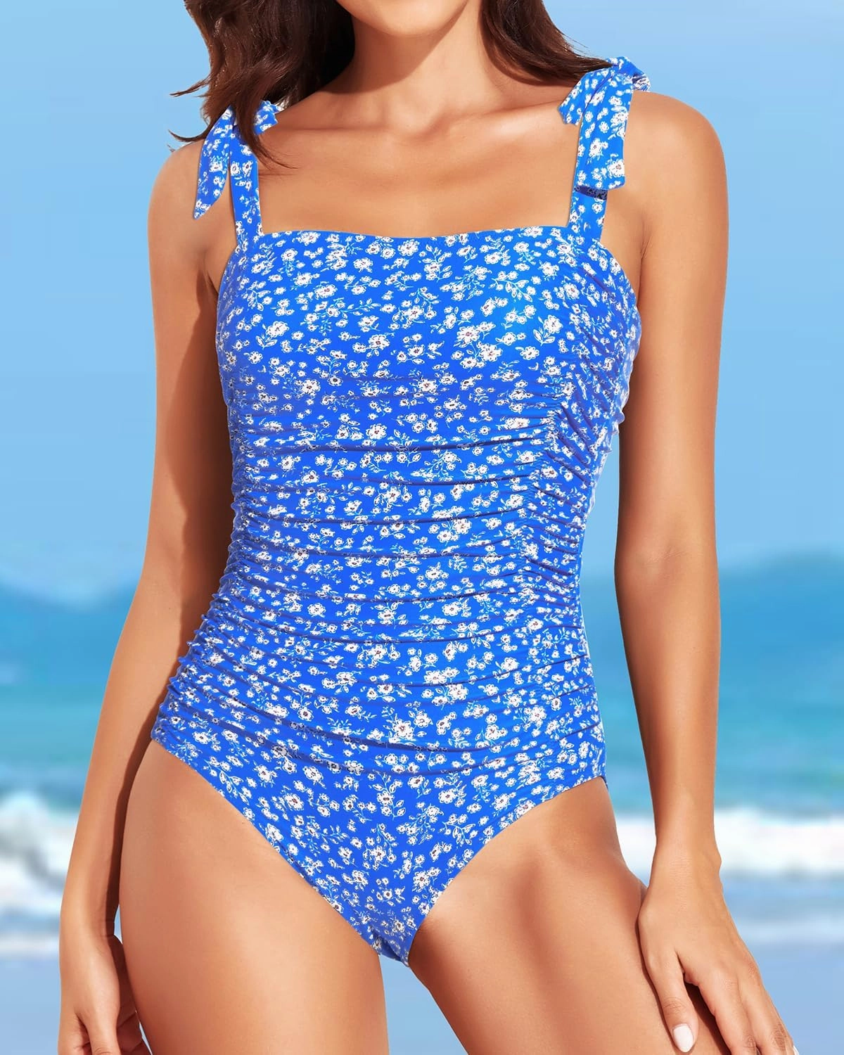 Tempt Me Women Tummy Control One Piece Swimsuits Ruched Slimming Bathing Suits Vintage Swimwear