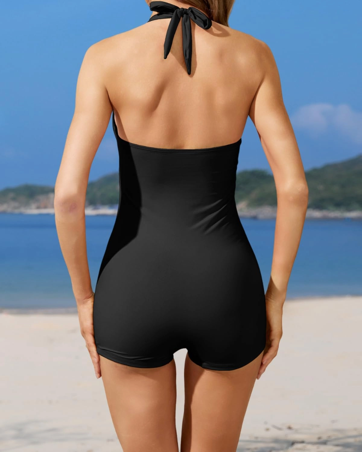 Tempt Me Women Tummy Control One Piece Swimsuits with Shorts Boyleg Retro Bathing Suit Halter Swimwear