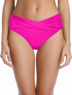 Tempt Me Women Twist Bikini Bottom Moderate High Cut Bathing Suit Bottoms Ruched Swimsuit Bottom