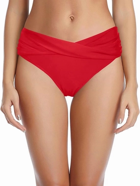 Tempt Me Women Twist Bikini Bottom Moderate High Cut Bathing Suit Bottoms Ruched Swimsuit Bottom