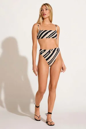 Terra High Waist Bottom - Sandbar Stripe Crepe Texture