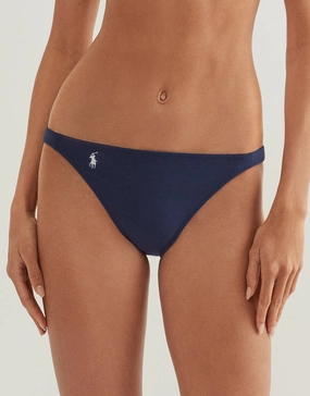 Terry Side Tab Devin Hipster Bikini Pant - Navy Blue