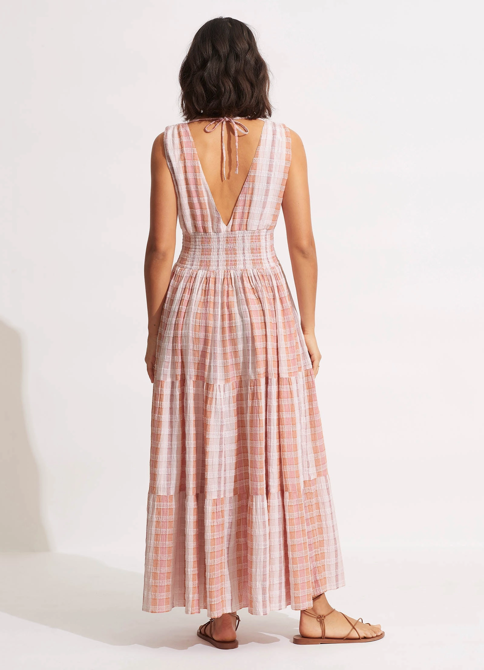 Textured Gingham Maxi Dress - Lilac
